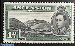 Ascension 1938 1p, Green/black, Perf. 13.5, Stamp Out Of Set, Unused (hinged), Sport - Mountains & Mountain Climbing - Escalada
