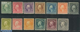 United States Of America 1916 Definitives, Perf. 10, 13v, Shortset (1c-15c), Unused (hinged) - Ungebraucht