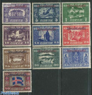 Iceland 1930 On Service 10v (shortset), Mint NH, History - Nature - Transport - Flags - Horses - Ships And Boats - Other & Unclassified