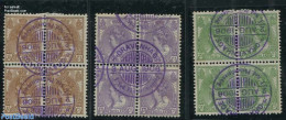 Netherlands 1899 15c, 17.5, 20c In Blocks Of 4 [+], With Special Cancellation Ned. Philatelistendag 1906, Used Stamps - Oblitérés