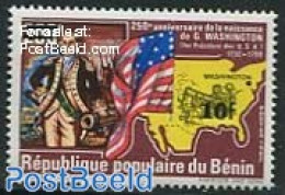 Benin 1984 10F Overprint, Stamp Out Of Set, Mint NH, History - Various - US Bicentenary - Maps - Ongebruikt