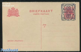 Netherlands 1921 Postcard 12.5c On 5c, Perforated, Long Dividing Line, Unused Postal Stationary - Storia Postale