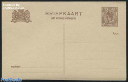 Netherlands 1921 Reply Paid Postcard 7.5+7.5c Brown, Yellow Cardboard, Unused Postal Stationary - Brieven En Documenten