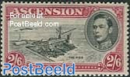 Ascension 1938 2/6Sh, The Pier, Perf. 13.5, Stamp Out Of Set, Mint NH - Ascensión