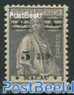 Macao 1933 5A On 6A Grey/black, Stamp Out Of Set, Unused (hinged) - Unused Stamps