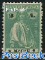 Macao 1913 2A, Normal Paper, Perf. 12:11.5, Bluegreen, Unused (hinged) - Unused Stamps