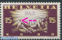 Switzerland 1919 15c, Plate Flaw, Darker Spot In Knee, Mint NH, Various - Errors, Misprints, Plate Flaws - Neufs