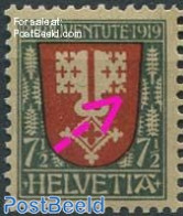 Switzerland 1919 7.5+5c, Plate Flaw, Damaged Key Right Under, Mint NH, History - Various - Coat Of Arms - Errors, Misp.. - Ongebruikt