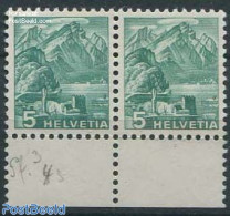 Switzerland 1936 5c Double Embossed, Mint NH, Various - Errors, Misprints, Plate Flaws - Nuovi