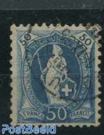 Switzerland 1882 50c, Cyan-blue, Contr. 1X, Perf. 11.75:11.25, Used Stamps - Gebruikt