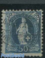 Switzerland 1882 50c, Dark Grey-ultramarine, Contr 1X, Perf. 11.75, Used Stamps - Usati