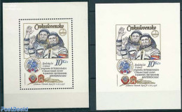 Czechoslovkia 1979 Cosmonauts 2 S/s (headphone With Vertical Line), Mint NH, Transport - Various - Space Exploration -.. - Other & Unclassified