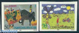 Yugoslavia 1985 European Childrens Meeting 2v IMPERFORATED, Mint NH, History - Various - Europa Hang-on Issues - Mills.. - Unused Stamps