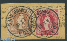 Switzerland 1907 3Fr+1Fr. On Piece Of Paper, Used Stamps - Used Stamps