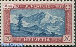 Switzerland 1929 20+5c, Plate Flaw, Points Left Of Den, Mint NH - Ungebraucht