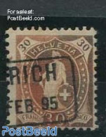 Switzerland 1882 30c, Red-brown, Perf. 11.75:11.25, Contr. 1X, Used Stamps - Gebruikt