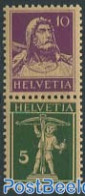 Switzerland 1930 10+5c Vertical Pair, Mint NH - Neufs