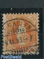 Switzerland 1882 20c, Red-orange, Perf. 11.75:11.25, Contr. 1X, Used Stamps - Usati