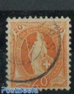 Switzerland 1882 20c, Dark Yellow-orange, Contr. 1X, Perf. 11.75:11, Used Stamps - Usados