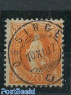 Switzerland 1882 20c, Red Orange, Contr 1X, Perf.11.75, Faded Print, Used Stamps - Gebruikt