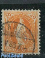 Switzerland 1882 20c, Dark Yellow-orange, Contr. 1X, Perf. 11.75, Used Stamps - Usados