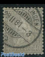 Switzerland 1867 40c, Olive-grey, Used, Used Stamps - Gebraucht