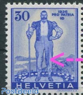 Switzerland 1936 30c, Plate Flaw, Points In Right Leg, Mint NH, Various - Errors, Misprints, Plate Flaws - Nuovi