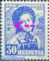 Switzerland 1936 30+10c, Plate Flaw, Diagonal Line Through House, Mint NH, Various - Costumes - Errors, Misprints, Pla.. - Ongebruikt