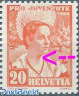 Switzerland 1936 20+5c, Plate Flaw, Dark Spots In Neck, Mint NH, Various - Costumes - Errors, Misprints, Plate Flaws - Ongebruikt