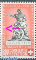 Switzerland 1940 20+5c, Plate Flaw, Line In UNG Of SAMMLUNG, Mint NH, Various - Errors, Misprints, Plate Flaws - Ungebraucht