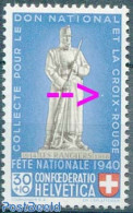 Switzerland 1940 30+10c, Plate Flaw, White Spot Left Of Croix, Mint NH, Various - Errors, Misprints, Plate Flaws - Nuovi