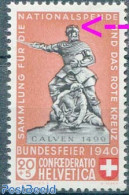 Switzerland 1940 20+5c, Plate Flaw, Red Hair, Mint NH, Various - Errors, Misprints, Plate Flaws - Neufs