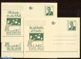 Belgium 1997 Postcard Set, Philately At School (3 Cards), Unused Postal Stationary, Science - Education - Briefe U. Dokumente