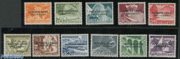 Switzerland 1950 UNO Office 11v, Overprint Variety: Damaged N, Mint NH, Nature - Transport - Various - Water, Dams & F.. - Ongebruikt