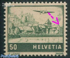 Switzerland 1941 50c, Plate Flaw, White Roof On Right House, Mint NH, Various - Errors, Misprints, Plate Flaws - Ungebraucht