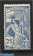 Switzerland 1900 25c, UPU, Plate I, Blue, Stamp Out Of Set, Unused (hinged), U.P.U. - Nuovi