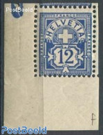 Switzerland 1882 12c, Darkultramarinblue, Corner Piece, Mint NH - Unused Stamps