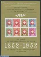 Switzerland 1952 Special Sheet, 100 Years Telegraph, No Postal Val, Mint NH - Ungebraucht