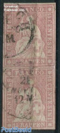 Switzerland 1854 15R Pair. Print Period 1857/60, Used, Carmine Pink, Used Stamps - Usati