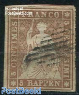 Switzerland 1854 5R, Brown, 2nd Munich Print, Used, Used Stamps - Gebraucht