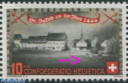Switzerland 1944 Plate Flaw, 10+10c, Y Shape Line Under Chapel, Mint NH, Various - Errors, Misprints, Plate Flaws - Ungebraucht