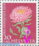 Switzerland 1958 Plate Flaw, 20+10c, Damaged U In Courvoisier, Mint NH, Nature - Various - Flowers & Plants - Errors, .. - Neufs