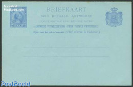 Netherlands 1891 Postcard With Answer 5+5c, Unused Postal Stationary - Storia Postale