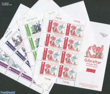 Gibraltar 2010 Europe, Childrens Books 4 M/s, Mint NH, History - Europa (cept) - Art - Children's Books Illustrations - Gibilterra