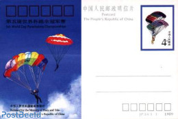China People’s Republic 1989 Postcard Parachuting, Unused Postal Stationary, Sport - Parachuting - Cartas & Documentos