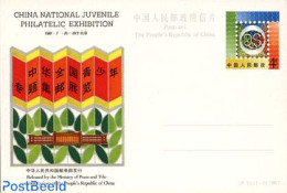 China People’s Republic 1987 Postcard Juvenile Philatelic Exhibition, Unused Postal Stationary, Philately - Brieven En Documenten
