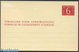 Netherlands 1957 New Address Card 6c Red, Unused Postal Stationary - Storia Postale