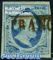 Netherlands 1852 5c Blue, FRANCO Box, Used Stamps - Used Stamps