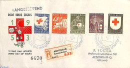 Netherlands 1953 Red Cross FDC, Closed Cover, With Address, Registered, First Day Cover, Health - Red Cross - Brieven En Documenten