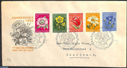 Netherlands 1952 Flowers FDC, Closed Cover, Typed Address, First Day Cover, Nature - Flowers & Plants - Cartas & Documentos